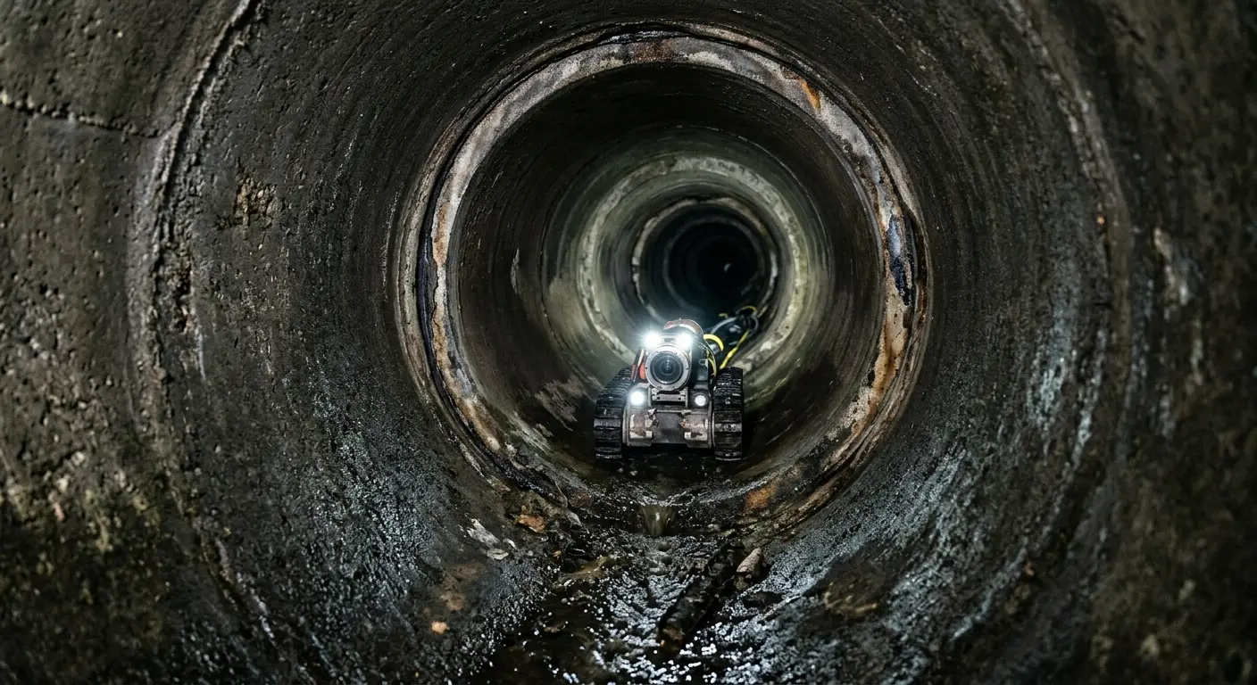 Robotic sewer camera inspecting pipe interior for Sewer Line Cleaning in Waldoboro